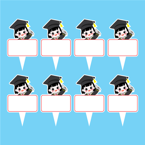 Set 40 thẻ giấy có chân cắm-bé GÁI CỬ NHÂN (MẪU 4).