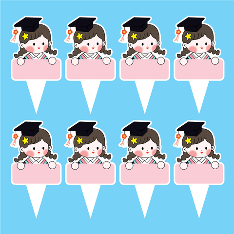 Set 40 thẻ giấy có chân cắm-bé GÁI CỬ NHÂN (MẪU 5).