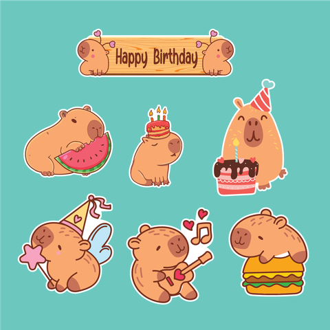 Combo 2 set giấy - capybara thổi nến, đánh đàn.9918