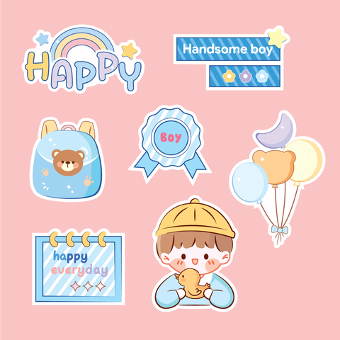 Combo 2 set giấy happy everyday-bé trai xanh9912.