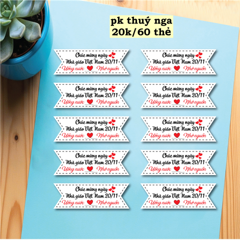 Set 60 thẻ giấy MÀU TRẮNG-Chúc mừng ngày Nhà giáo VN 20-11.