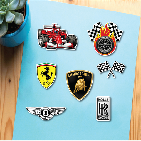 10 set giấy - Xe đua ferrari màu đỏ.