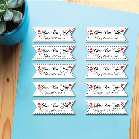 Set 60 thẻ giấy MÀU TRẮNG -  Chúc mừng em yêu 20-10 vui vẻ.