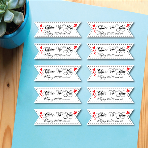 Set 60 thẻ giấy MÀU TRẮNG -  Chúc mừng VỢ YÊU 20-10 vui vẻ.