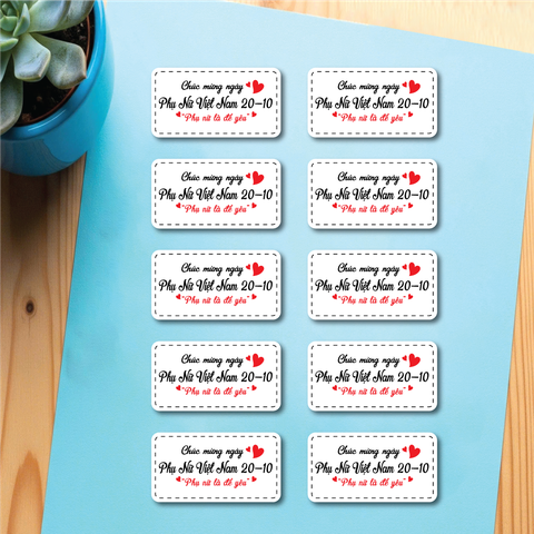 Set 60 thẻ giấy trắng Chúc mừng ngày Phụ nữ VN 20-10 (HÌNH CHỮ NHẬT).