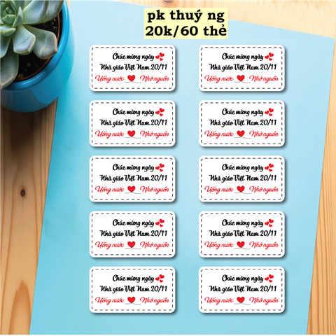 Set 60 thẻ giấy MÀU TRẮNG-Chúc mừng ngày Nhà giáo VN 20-11 (BẢNG CHỮ NHẬT).