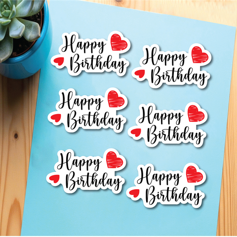Set 30 chữ giấy -happy birthday 2 TẦNG gắn 2 trái tim đỏ kt khoảng 12cm.