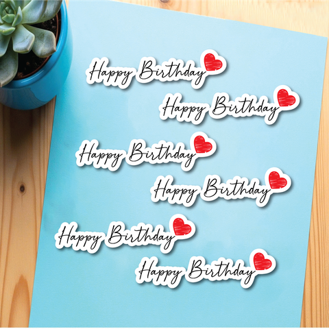 Set 60 chữ giấy -happy birthday chữ nét mảnh dài và trái tim đỏ (mẫu mới).