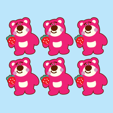 Set 12 thẻ giấy-Gấu dâu (lotso) dáng đứng.