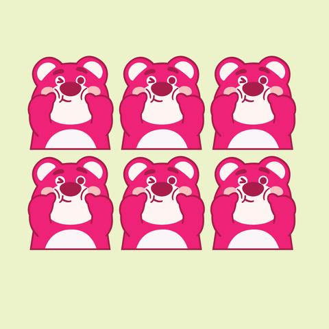 Set 12 thẻ giấy-Gấu dâu (lotso) nựng má.