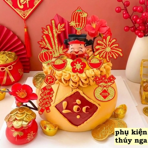 10 set giấy TẾT- gốc tre, pháo, túi tiền (ép nhũ).