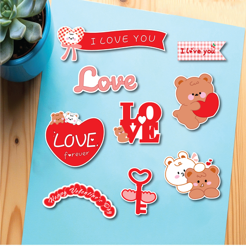 10 set giấy -gấu thỏ tình yêu (có hình chìa khóa).