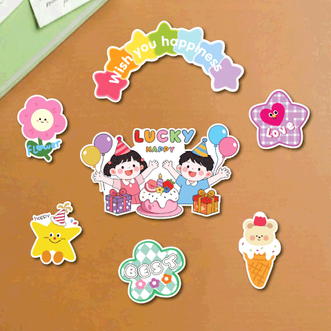 Combo 5 set giấy SX- 2 bé trai gái kute và chùm bóng.