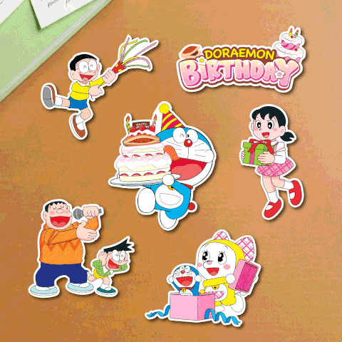 Combo 5 set giấy SX- Doremon và bánh sinh nhật.