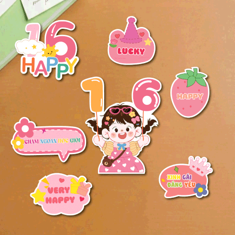 Combo 5 set giấy SX- bé gái cầm số 1.6.