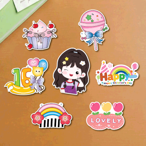 Combo 5 set giấy SX- bé gái áo tím và kẹo mút.