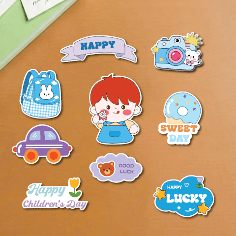 Combo 5 set giấy SX- bé trai tóc đỏ, máy ảnh và bánh donut.