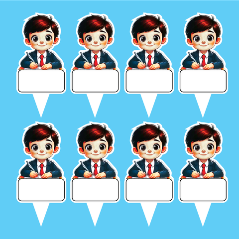 Set 40 thẻ giấy có chân cắm-bé TRAI học bài (áo vest)9853.