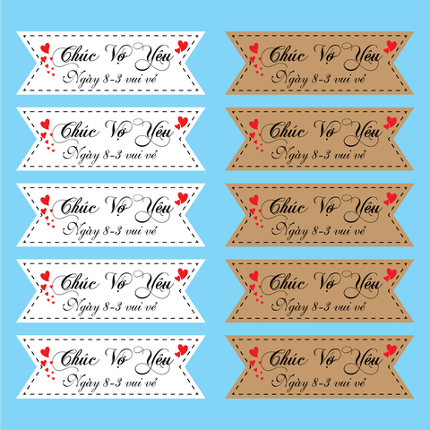 Set 60 thẻ giấy mix 2 màu nâu và trắng- Chúc VỢ YÊU 8-3 vui vẻ .