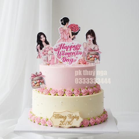 10 set giấy Women's day - cô gái hộp quà hồng CT.