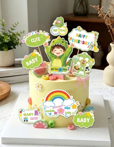 Combo 5 set giấy SX- bé TRAI KHỦNG LONG xanh lá.