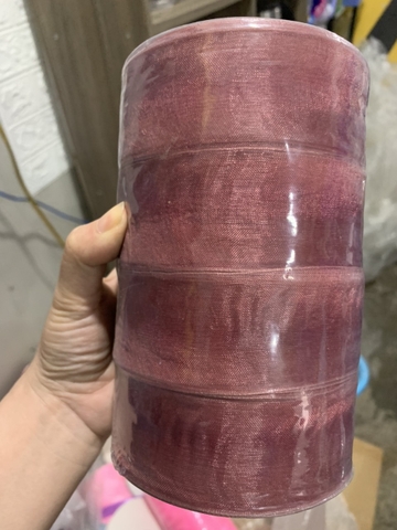4 cuộn Ruybang lụa tuyết cát  (4cmx45m)- ĐỎ BÃ TRẦU