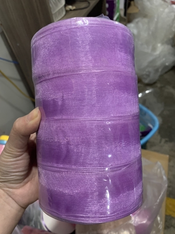 4 cuộn Ruybang lụa tuyết cát  (4cmx45m)- TÍM HOA CÀ