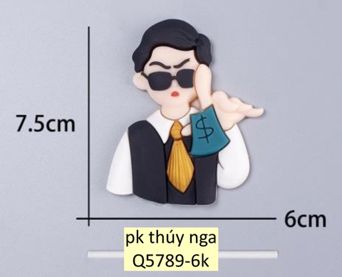 Tượng chàng trai nhựa dẻo KÍNH ĐEN cầm tiền đô xanh.