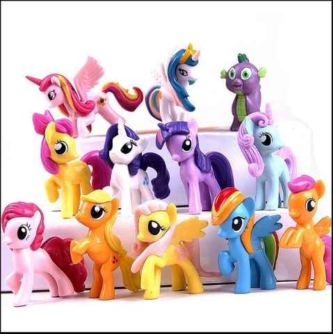 Set 12 ngựa pony nhựa size to (cao 7cm).