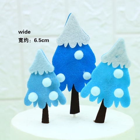 Set 3 cây thông nhọn vải dạ gắn bông tròn-XANH DƯƠNG.