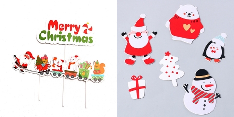 Combo 2 set giấy (1 set gồm ông già noel-chim cánh cụt và đoàn tàu dài)6723.
