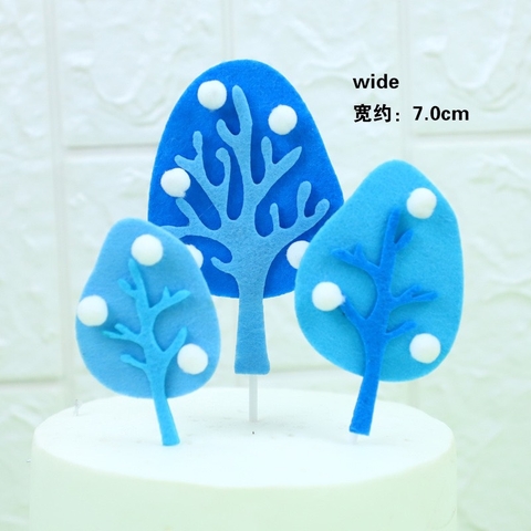 Set 3 cây tròn vải dạ gắn bông -XANH DƯƠNG.