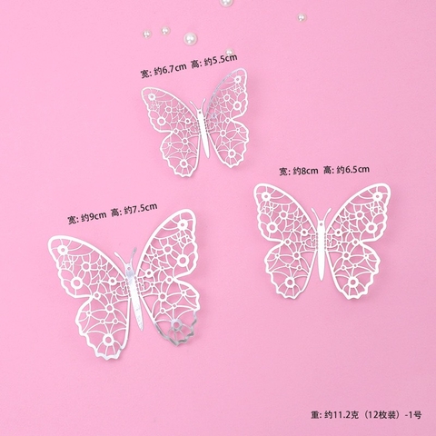 Set 12 bướm MÀU BẠC mới-M1.