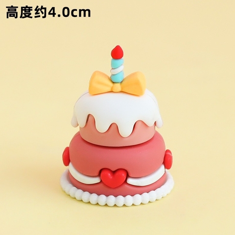 Mẫu bánh sinh nhật nhựa mini trang trí (2 TẦNG-MÀU HỒNG).
