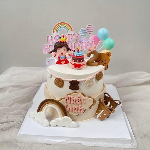 Set 5 Cầu vồng gắn chùm bóng (chữ HPBD XANH)Q9842.