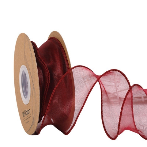 Ruybang voan (khổ 4cm x 10m) - đỏ đô (có lõi).