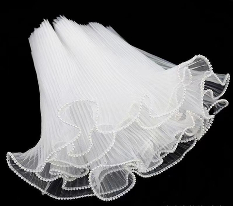 Voan thành bánh ngọc trai KHÔNG ĐÈN (kt 14cm x 200cm)-TRẮNG.