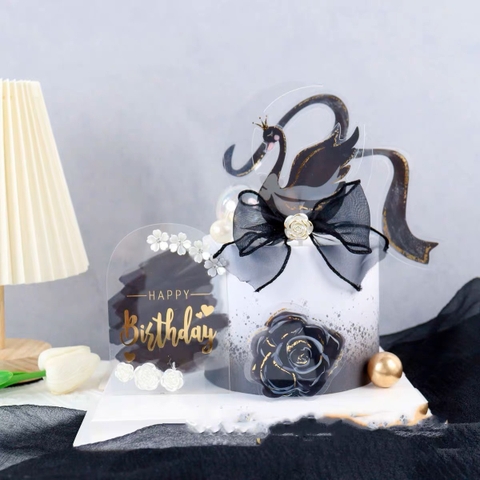 Chữ HPBD mica đính hoa-ĐEN.