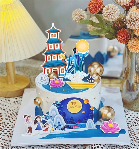 Combo 2 set giấy trung thu - gia đình, thuyền, hằng nga.