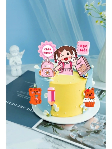 Combo 2 set giấy - Bé GÁI đến trường (màu hồng) (20-11).