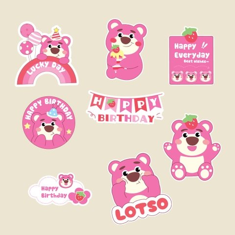 Combo 2 set giấy gấu dâu (lotso) happy everyday.