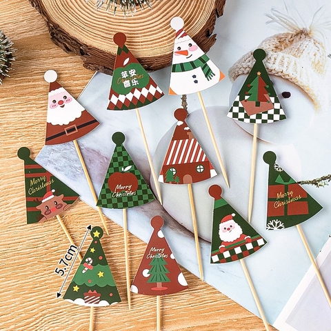 Combo 24 thẻ cắm giấy hình mũ chủ đề Noel6819.