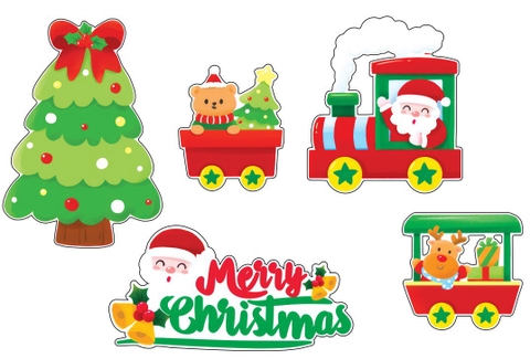 Combo 2 set giấy NOEL M10 (ông già noel ngồi đoàn tàu-cây thông to)6823.