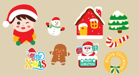 Combo 2 set giấy NOEL M3 (bé TRAI-ngôi nhà-cây thông)5618.