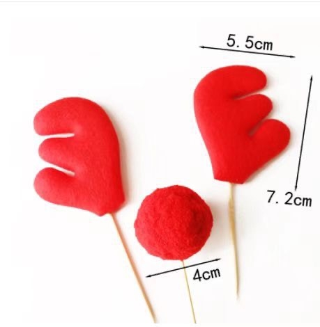 Set cắm Noel vải 3 chi tiết (sừng nai đỏ và cục bông) (MẪU 2).
