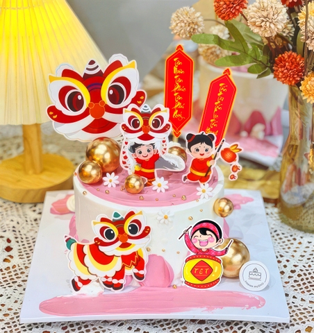 Combo 2 Set giấy TẾT- (em bé múa lân và câu đối).