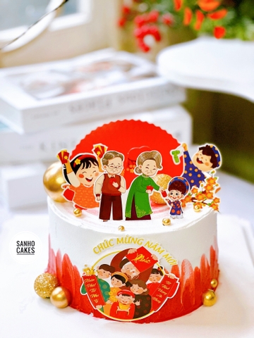 Combo 2 set  giấy Tết-  gia đình sum vầy (ông bà lì xì).