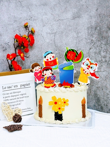 Combo 2 set giấy TẾT- em bé, dưa hấu, nồi bánh chưng.