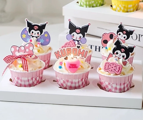 Combo 2 set giấy Kuromi (4 kuromi và Nơ hồng).