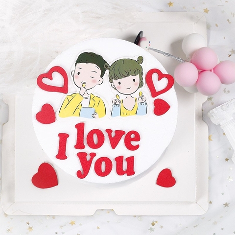 Combo 2 set giấy- đôi tình yêu, chữ i love  you rời và trái tim đỏ.